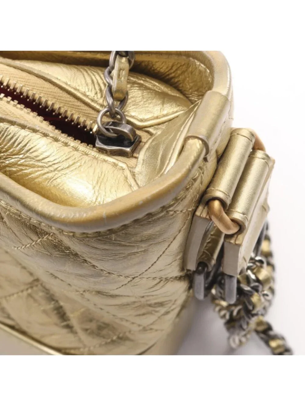 Chanel Shoulder Bag Gabrielle de Small Hobo Gold Leather Chain